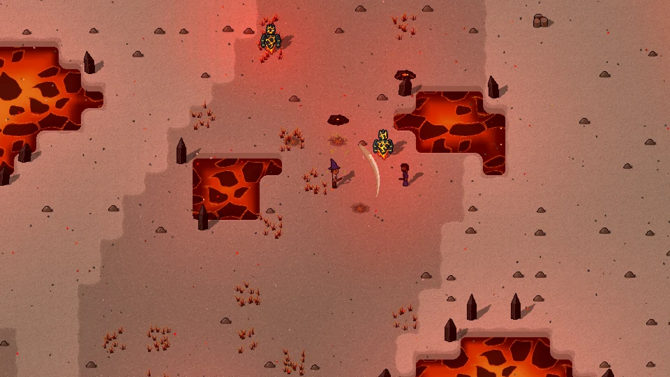 Fighting a Flame Elemental with a friend on the Lava world