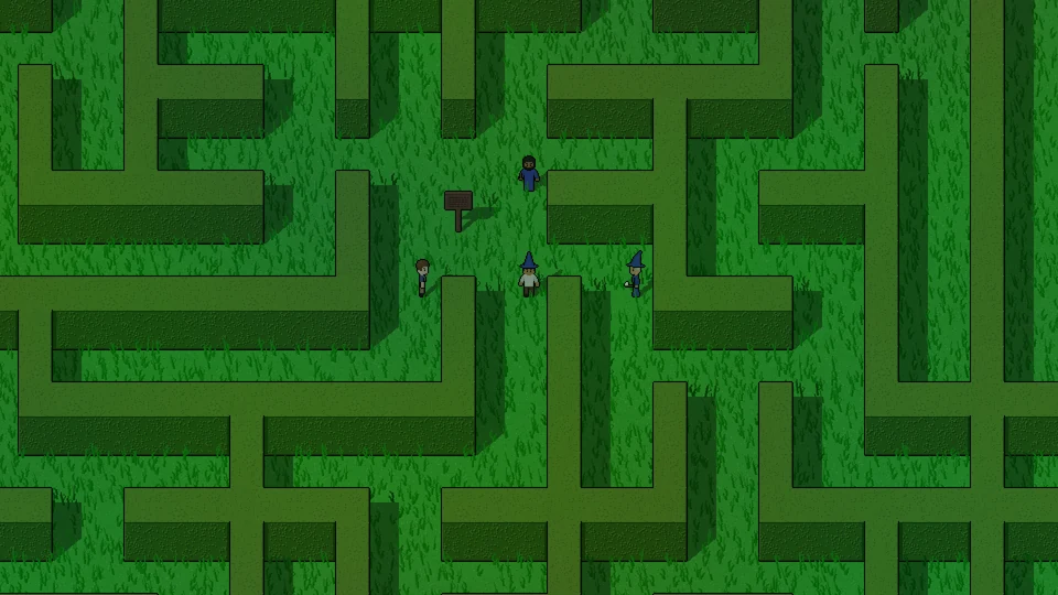 Friends finding their way through the Hedge Maze